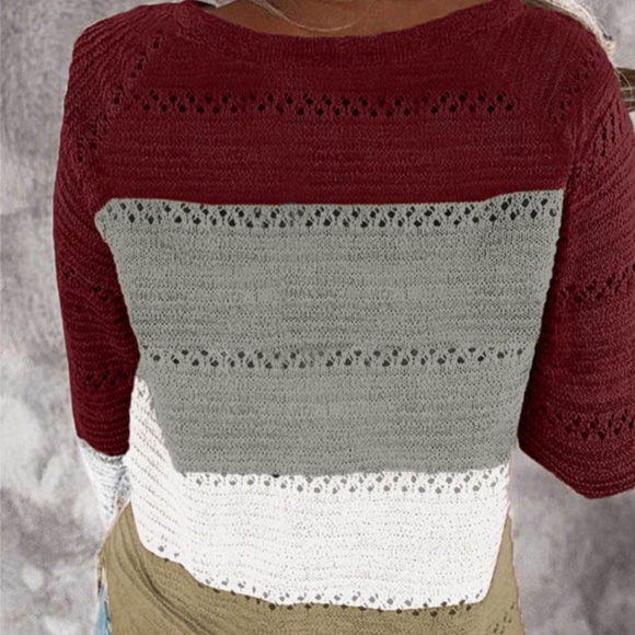 NWOT Knitted Colorblock Long Sleeve Sweater(2-38-A15) - Picture 6 of 7